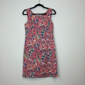 Talbots Pink Paisley Print Sleeveless Sheath Dress Size 2P